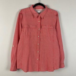 Exofficio Fishing Shirt Womens Size Large Outdoor Vented Red Plaid Long Sleeve